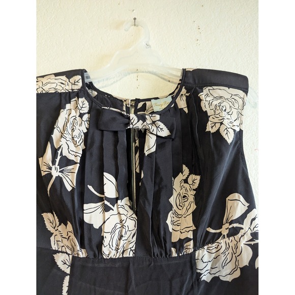 NWT Tracy Reese New York 100% Silk Fit and Flare Frock Dress Black Rose Floral 8 - Picture 12 of 16